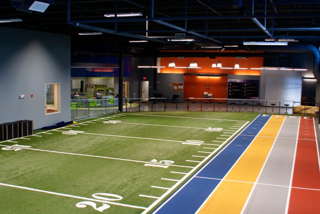 Indoor turf field and track