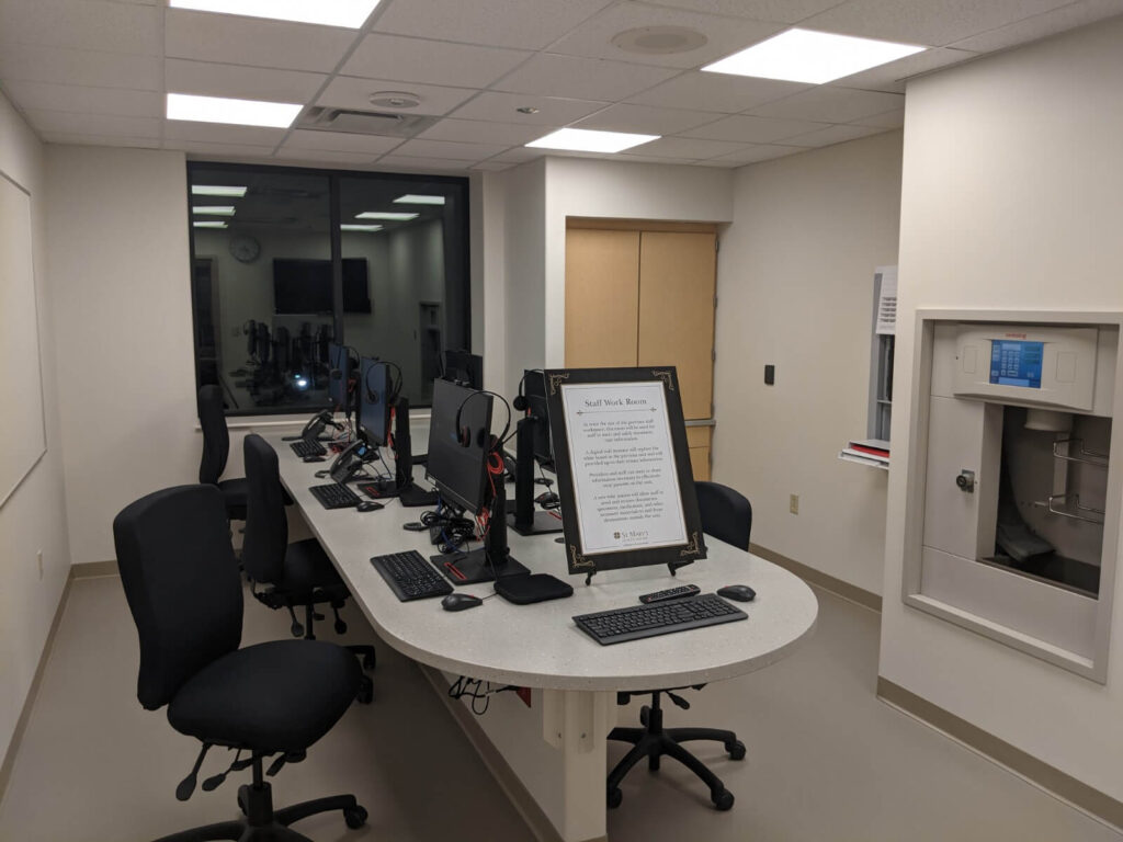 Staff work room at St. Mary's Regional Hospital